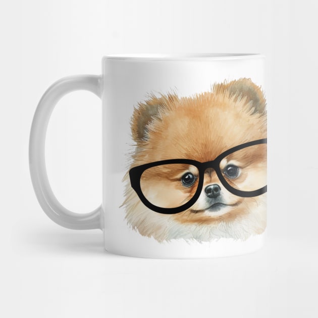 Cute  pomeranian dog with eye glasses by Arabic calligraphy Gift 